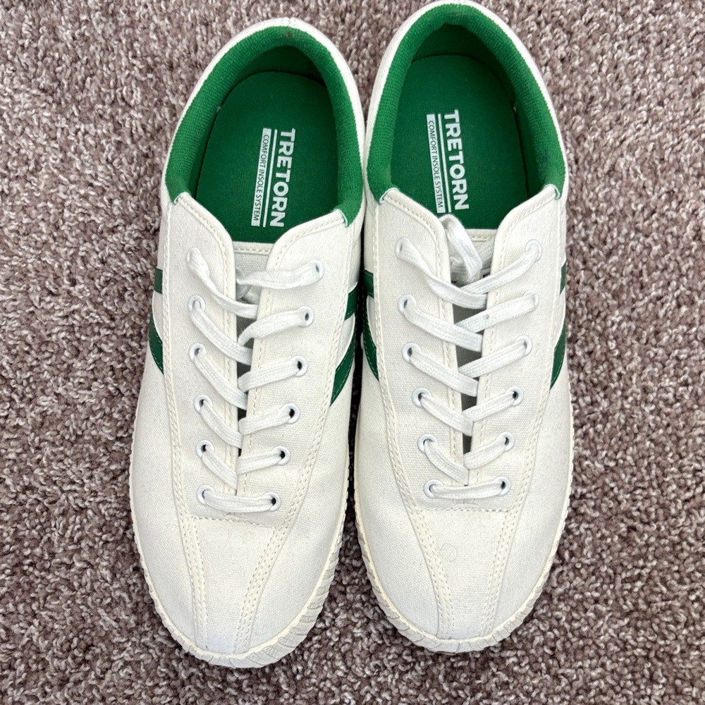 Tretorn Men's Cream and Green Sneakers